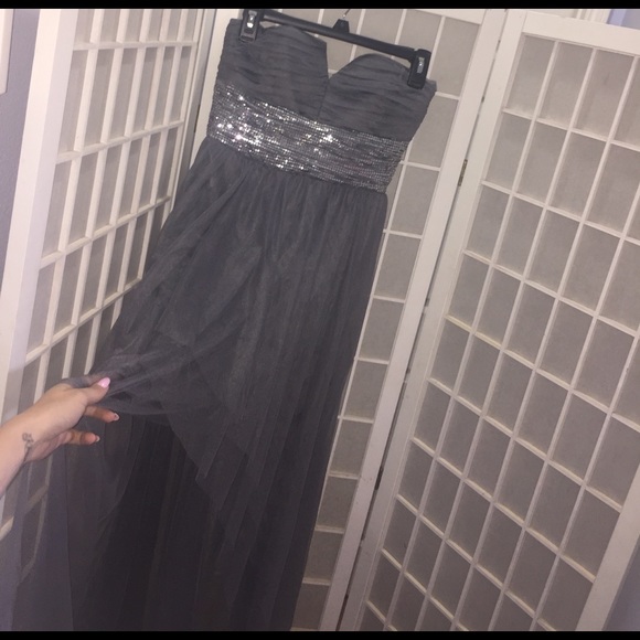 Gray Sequin Prom Dress - Picture 3 of 7